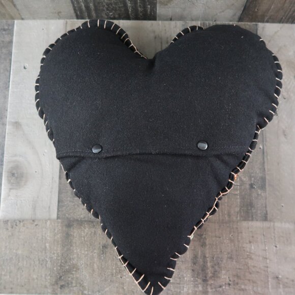 Traditions Turkey in Heart Hand Stitched Wool Felt Pillow Harvest Thanksgiving - Picture 2 of 6